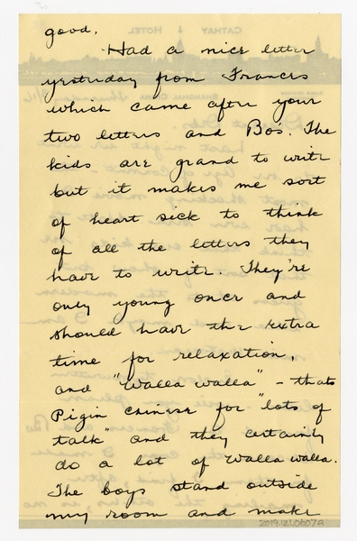Image: correspondence: Harold M. Bixby to Debby Bixby