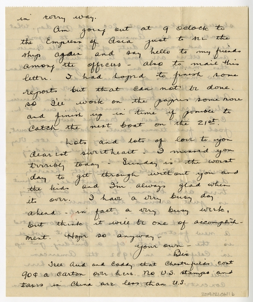 Image: correspondence: Harold M. Bixby to Debby Bixby
