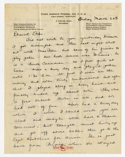 Image: correspondence: Harold M. Bixby to Debby Bixby