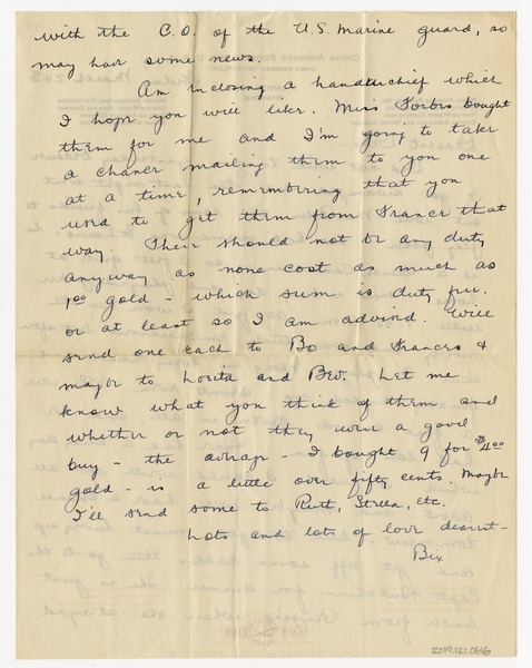 Image: correspondence: Harold M. Bixby to Debby Bixby