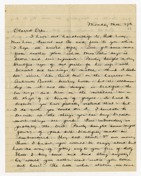 Image: correspondence: Harold M. Bixby to Debby Bixby
