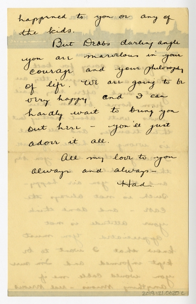 Image: correspondence: Harold M. Bixby to Debby Bixby