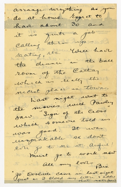 Image: correspondence: Harold M. Bixby to Debby Bixby