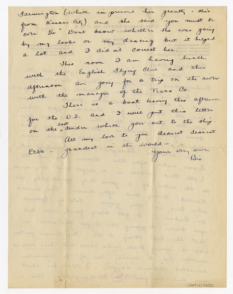 Image: correspondence: Harold M. Bixby to Debby Bixby