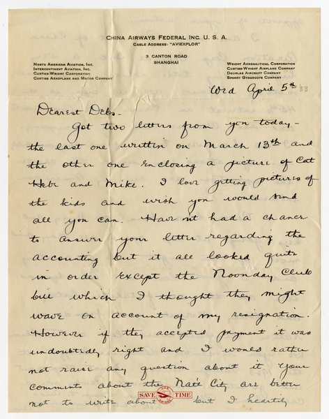 Image: correspondence: Harold M. Bixby to Debby Bixby