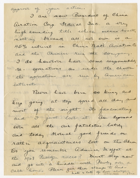 Image: correspondence: Harold M. Bixby to Debby Bixby