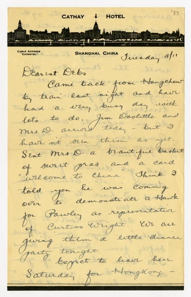 Image: correspondence: Harold M. Bixby to Debby Bixby
