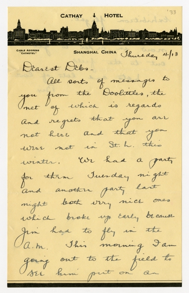 Image: correspondence: Harold M. Bixby to Debby Bixby