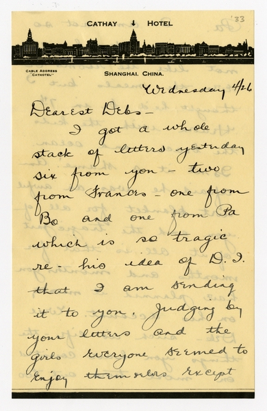 Image: correspondence: Harold M. Bixby to Debby Bixby