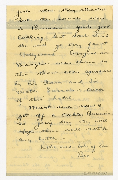 Image: correspondence: Harold M. Bixby to Debby Bixby