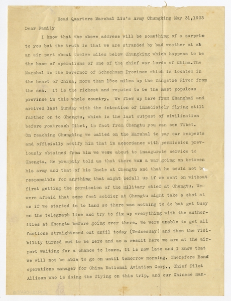 Image: correspondence: Harold M. Bixby, family circular letter