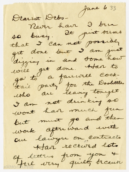 Image: correspondence: Harold M. Bixby to Debby Bixby