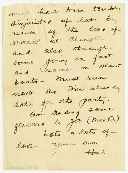 Image: correspondence: Harold M. Bixby to Debby Bixby
