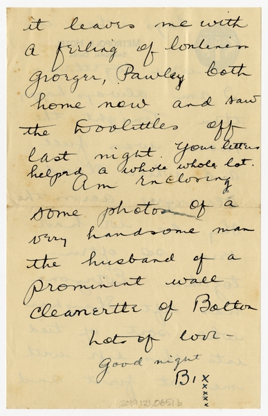 Image: correspondence: Harold M. Bixby to Debby Bixby
