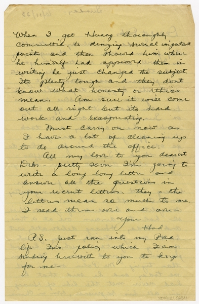 Image: correspondence: Harold M. Bixby to Debby Bixby