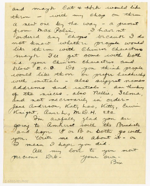 Image: correspondence: Harold M. Bixby to Debby Bixby