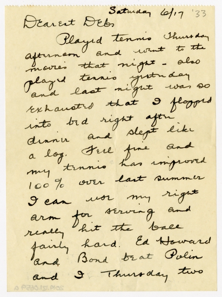 Image: correspondence: Harold M. Bixby to Debby Bixby