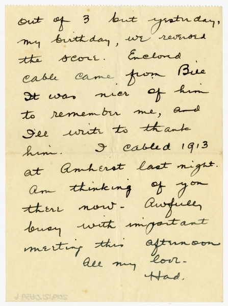 Image: correspondence: Harold M. Bixby to Debby Bixby