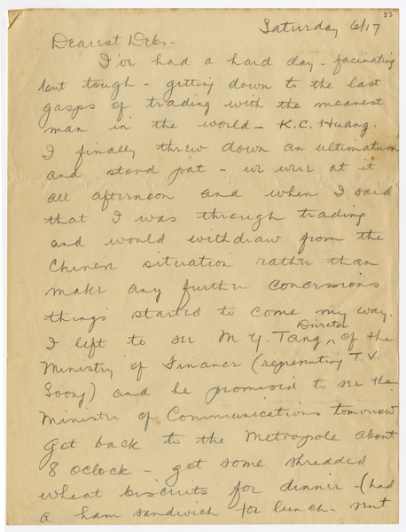 Image: correspondence: Harold M. Bixby to Debby Bixby
