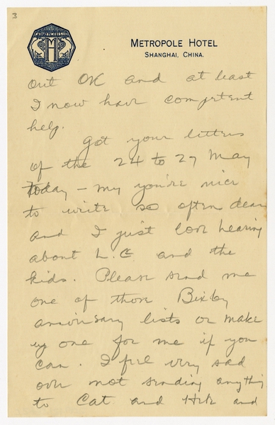 Image: correspondence: Harold M. Bixby to Debby Bixby