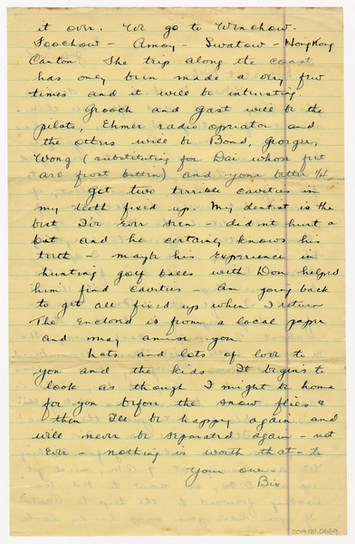 Image: correspondence: Harold M. Bixby to Debby Bixby