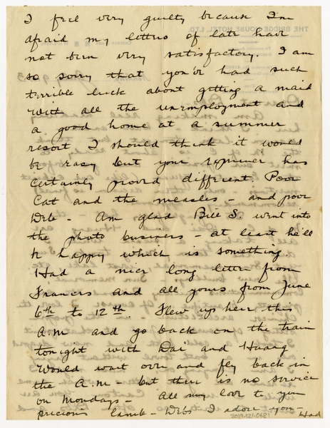 Image: correspondence: Harold M. Bixby to Debby Bixby