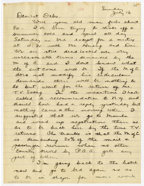 Image: correspondence: Harold M. Bixby to Debby Bixby