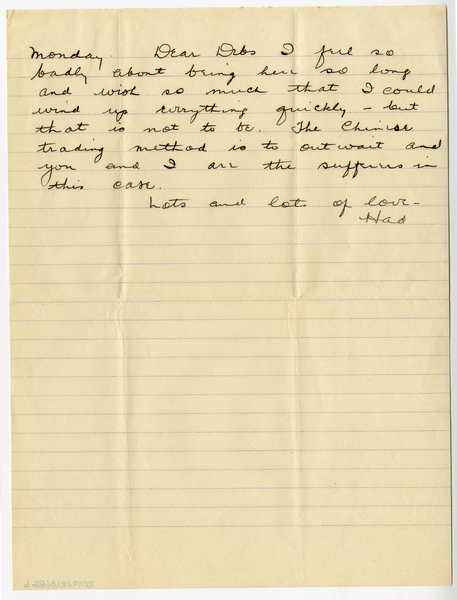 Image: correspondence: Harold M. Bixby to Debby Bixby