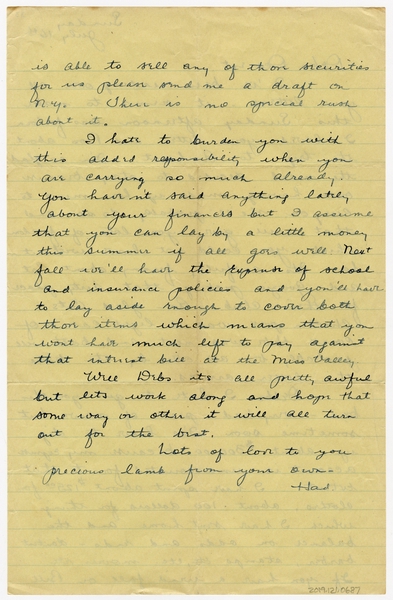 Image: correspondence: Harold M. Bixby to Debby Bixby