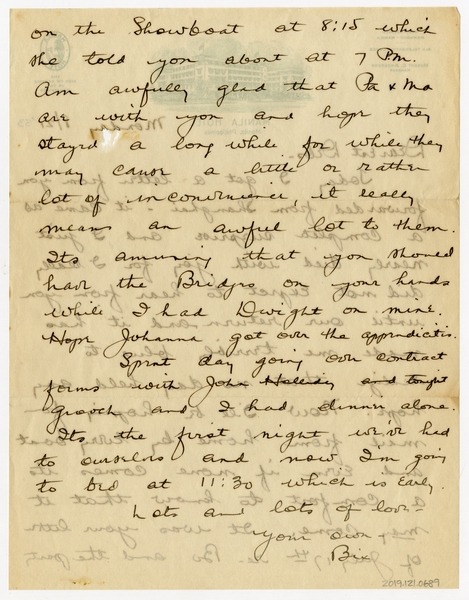 Image: correspondence: Harold M. Bixby to Debby Bixby