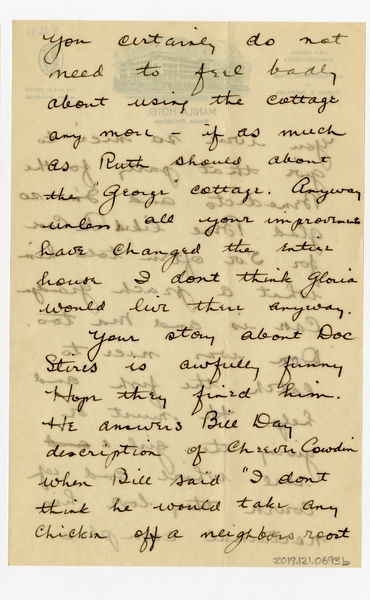 Image: correspondence: Harold M. Bixby to Debby Bixby
