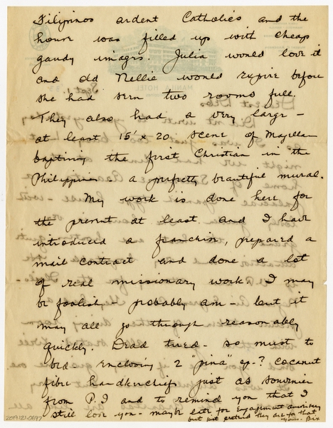 Image: correspondence: Harold M. Bixby to Debby Bixby