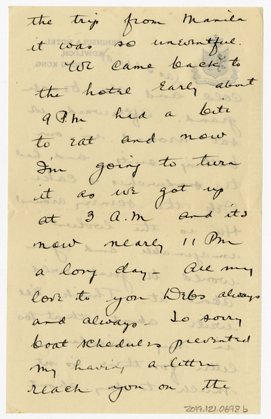 Image: correspondence: Harold M. Bixby to Debby Bixby