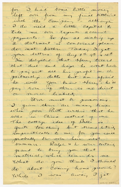 Image: correspondence: Harold M. Bixby to Debby Bixby
