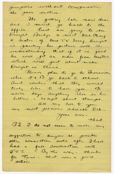 Image: correspondence: Harold M. Bixby to Debby Bixby