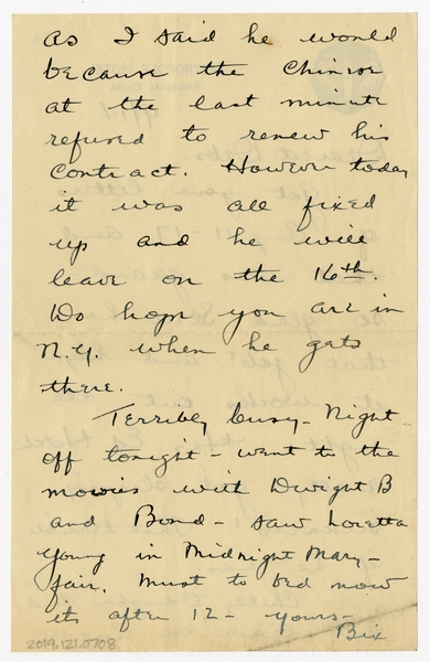 Image: correspondence: Harold M. Bixby to Debby Bixby