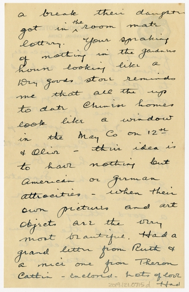 Image: correspondence: Harold M. Bixby to Debby Bixby