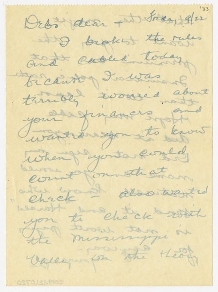 Image: correspondence: Harold M. Bixby to Debby Bixby