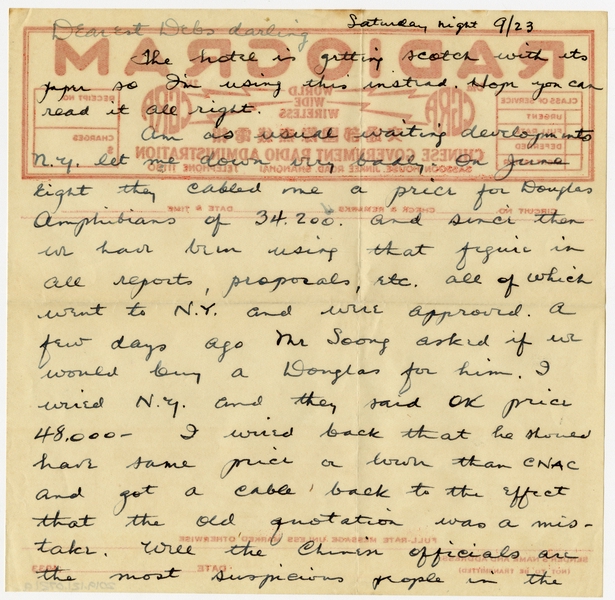 Image: correspondence: Harold M. Bixby to Debby Bixby