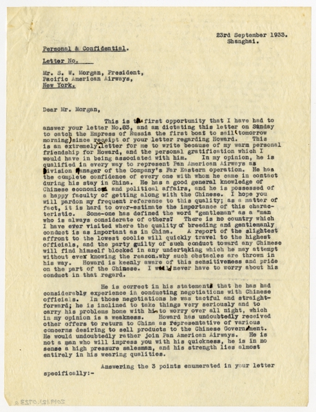 Image: correspondence: Harold M. Bixby to S.W. Morgan