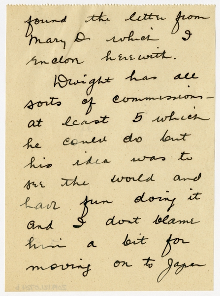 Image: correspondence: Harold M. Bixby to Debby Bixby