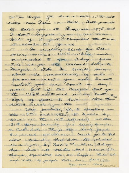Image: correspondence: Harold M. Bixby to Debby Bixby
