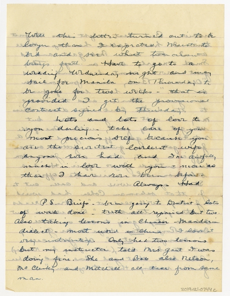 Image: correspondence: Harold M. Bixby to Debby Bixby