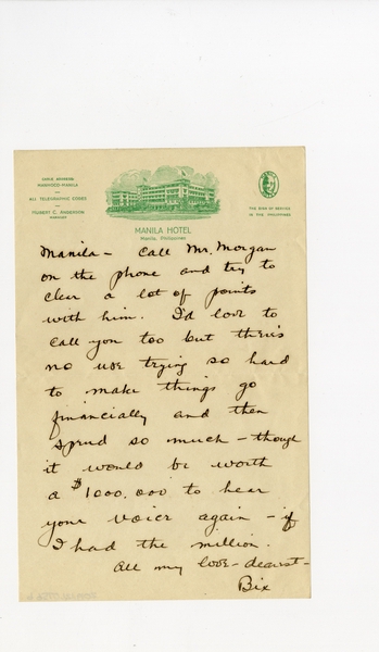 Image: correspondence: Harold M. Bixby to Debby Bixby