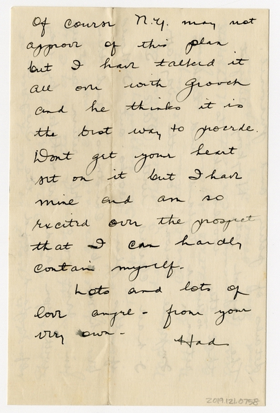 Image: correspondence: Harold M. Bixby to Debby Bixby