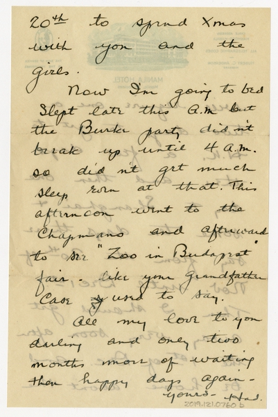 Image: correspondence: Harold M. Bixby to Debby Bixby
