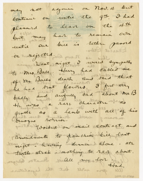 Image: correspondence: Harold M. Bixby to Debby Bixby