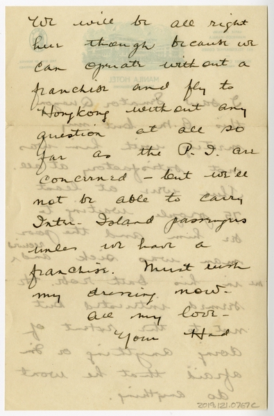 Image: correspondence: Harold M. Bixby to Debby Bixby