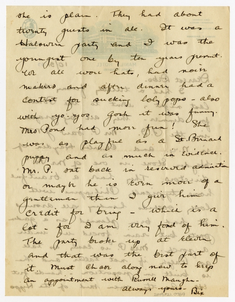 Image: correspondence: Harold M. Bixby to Debby Bixby