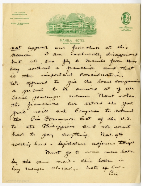 Image: correspondence: Harold M. Bixby to Debby Bixby